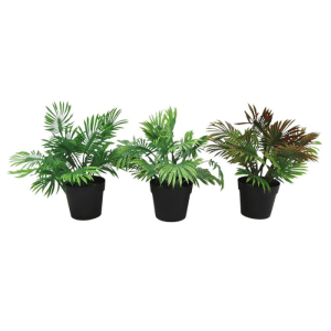 Plante artificielle palm en pot plastique 26cm 3 assorti