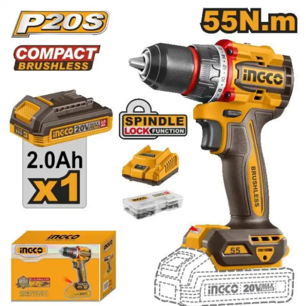 Visseuse Sans Fil 20V Sans Balais – Avec Batterie + 47 Accessoires