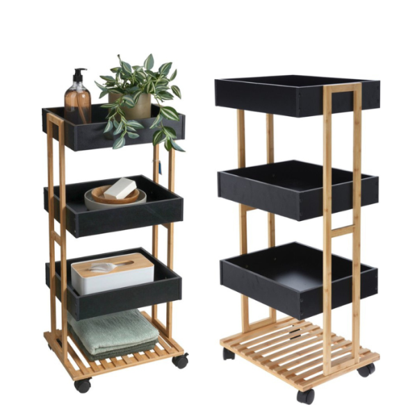 Chariot De Rangement Noir 40X30X87,5 Cm