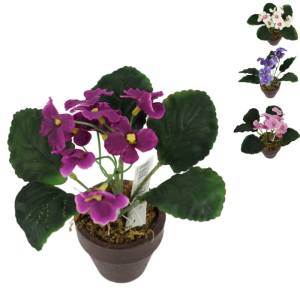 Plante artificielle cape violet en pot 16 cm 4 assorti