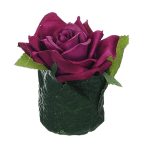 Fleur artificielle en pot rose bordeaux 8 cm