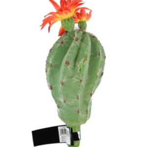 Plante artificielle cactus ballon avec fleur orange 15 cm