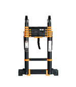 Échelle télescopique double VAROX 2.85+2.85 m en aluminum noir et orange 7+7 marches – Image 7