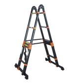 Échelle télescopique double VAROX 2.85+2.85 m en aluminum noir et orange 7+7 marches