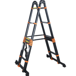 Échelle télescopique double en aluminum  2.85+2.85 m   7+7 marches noir et orange  varox