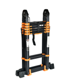 Échelle télescopique double VAROX 2.85+2.85 m en aluminum noir et orange 7+7 marches – Image 3