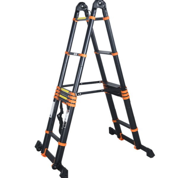 Échelle télescopique double en aluminum  2.85+2.85 m   7+7 marches noir et orange  varox