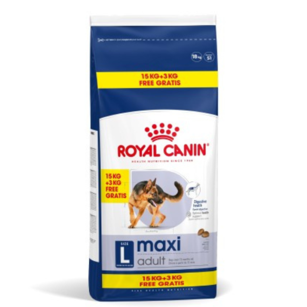 Croquettes chien maxi adult 15kg + 3kg gratuits