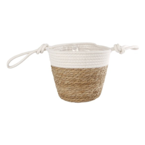 Pot En Osier Blanc Et Marron 23Cm