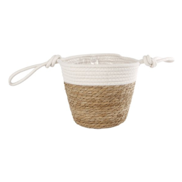 Pot En Osier Blanc Et Marron 23Cm
