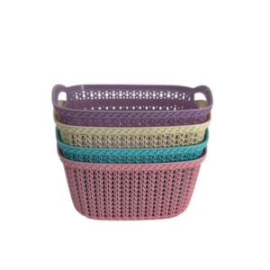 Panier tresse rectangulaire en plastique
