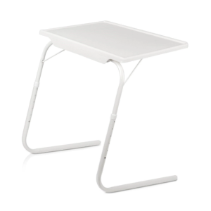 Table d'appoint en métal blanc 51,5 x 39,5 x 57-72 cm