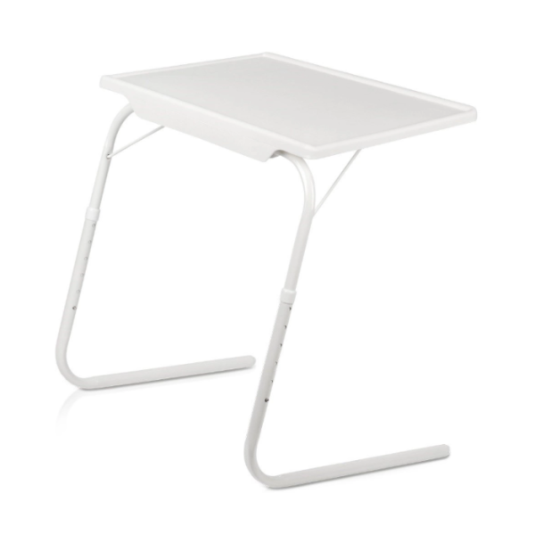 Table d'appoint en métal blanc 51,5 x 39,5 x 57-72 cm