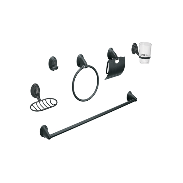 Set De 6 Accessoires De Salle De Bain Foset Noir Mat
