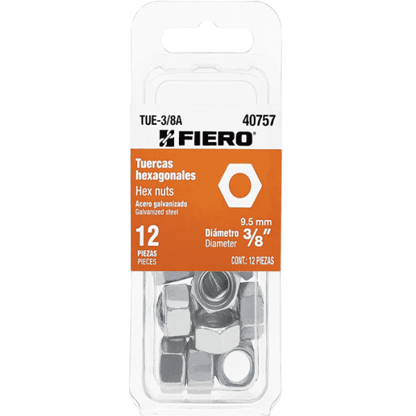 Écrous Hexagonaux En Acier Galvanisé 9,5Mm 12 Pièces