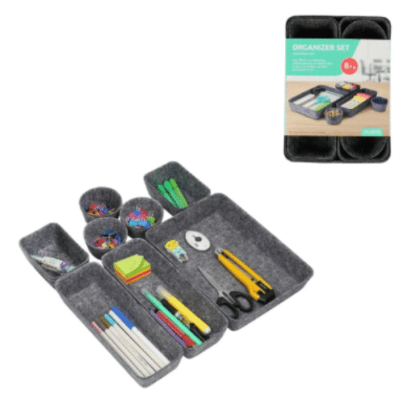 Set De 8 Organiseurs De Tiroir Gris 28 Cm