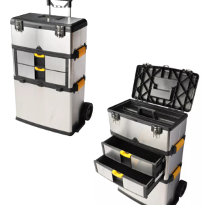 Servante à roulettes avec 3 valises 57x35x83 cm en acier inoxydable