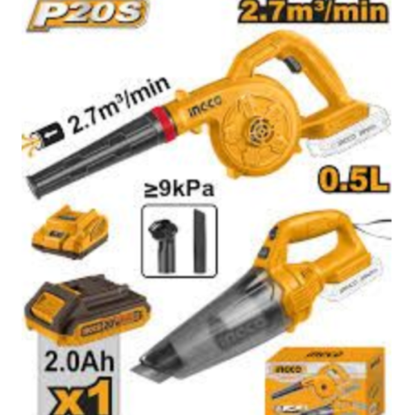 Kit 2 pièces 20v–aspirateur+souffleur+batterie