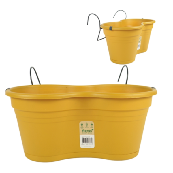 Pot De Fleurs Avec Crochet En Plastique Jaune 37 Cm