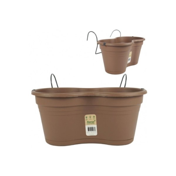 Pot De Fleurs Avec Crochet En Plastique Marron 37 Cm