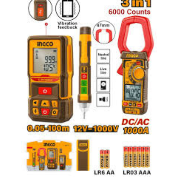 Pack de 3 appareils télémètre laser+détecteur+multimètre