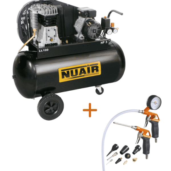 Compresseur à Courroie B2800/100 L 2 HP + Kit 4 Pièces