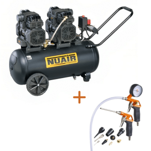 Compresseur Siltek 50 L 1,3 HP Silencieux + Kit 13 Pièces