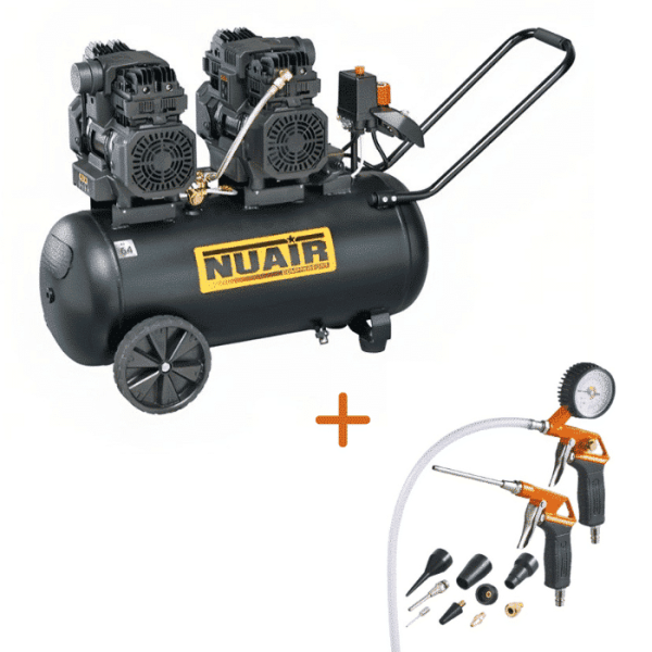 Compresseur Siltek 50 L 1,3 HP Silencieux + Kit 13 Pièces