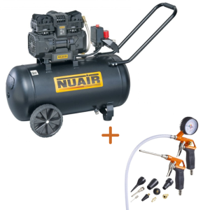Compresseur Siltek 50 L 1,3 Hp Silencieux 59 Db + Kit 13 Pièces