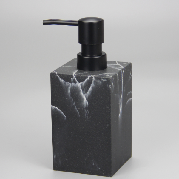 Distributeur De Savon Avec Pompe En Polyrésine Effet Marbre Noir Lusso