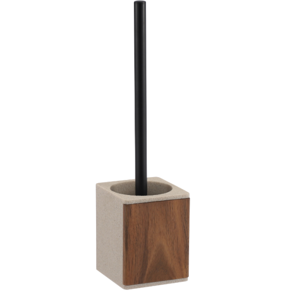 Brosse wc avec support en polyresine et bois d'acacia lusso