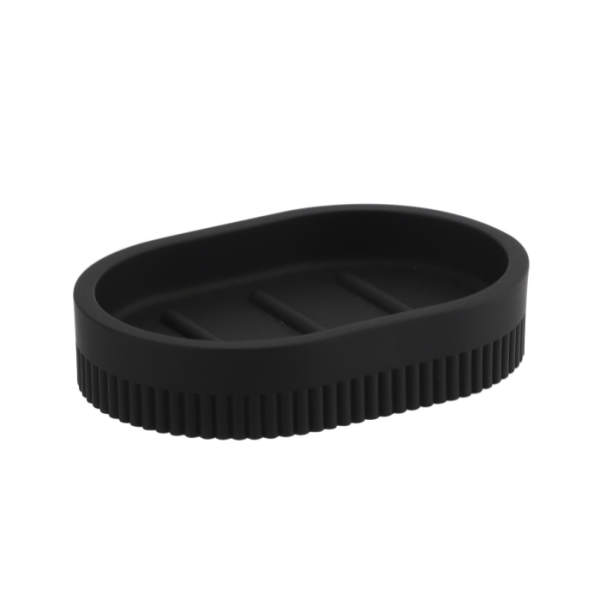 Porte-Savon Avec Rayures En Polyresine Noire Lusso