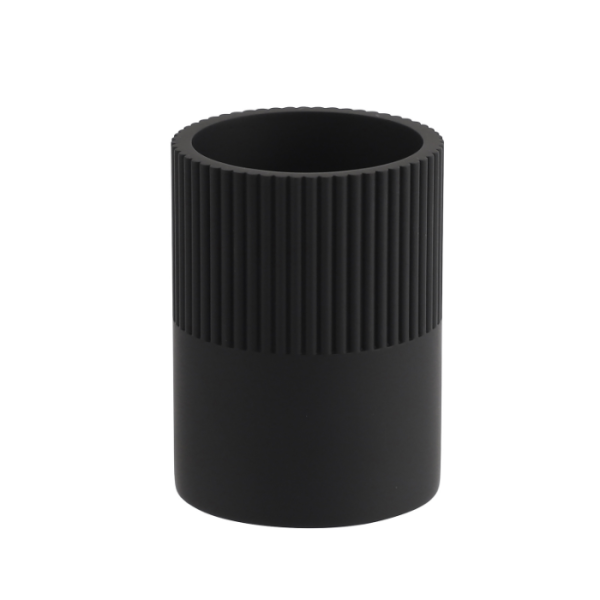 Gobelet Avec Rayures En Polyresine Noir Lusso