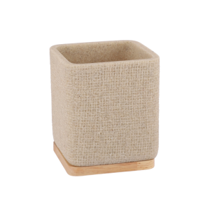 Gobelet En Polyresine Et Bois Beige Lusso