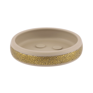 Porte-Savon En Polyresine Beige Et Dore Mat Lusso