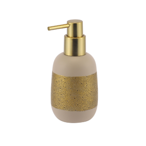 Distributeur De Savon En Polyresine Beige Et Dore Mat 210Ml Lusso