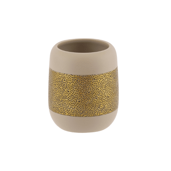 Gobelet En Polyresine Beige Et Dore Mat Lusso