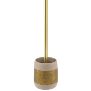 Brosse Wc Avec Support En Polyresine Beige Et Dore Mat Lusso
