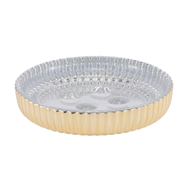 Porte-savon avec rayures en verre doré lusso