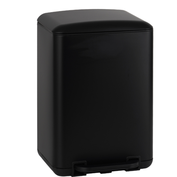 Poubelle À Pédale Rectangulaire 6 L Avec Couvercle Arrondi Noir Mat