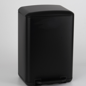 Poubelle À Pédale Rectangulaire 12 L Avec Couvercle Arrondi Noir Mat