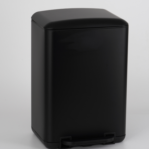 Poubelle À Pédale Rectangulaire 12 L Avec Couvercle Arrondi Noir Mat