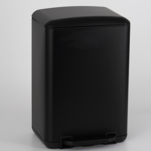 Poubelle À Pédale Rectangulaire 30 L Avec Couvercle Arrondi Noir Mat