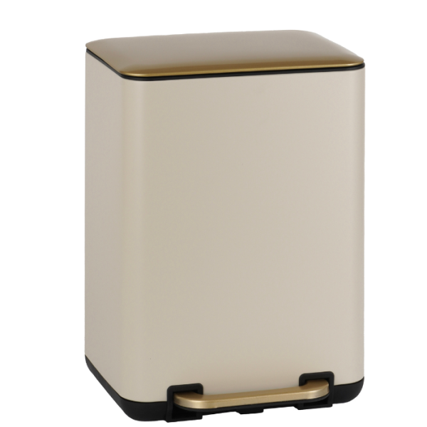 Poubelle À Pédale Rectangulaire 6 L Avec Couvercle Plat Taupe