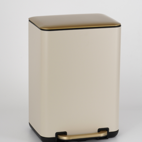 Poubelle À Pédale Rectangulaire 12 L Avec Couvercle Plat Taupe