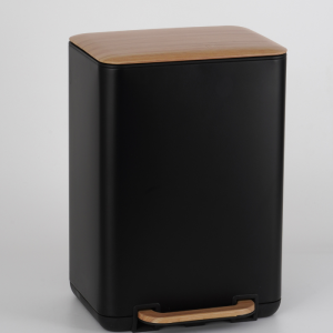 Poubelle À Pédale Rectangulaire 6 L Avec Couvercle Plat Noir Mat