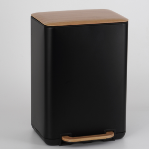 Poubelle À Pédale Rectangulaire 12 L Avec Couvercle Plat Noir Mat