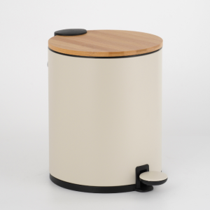 Poubelle À Pédale Ronde 3 L Avec Couvercle Plat Taupe