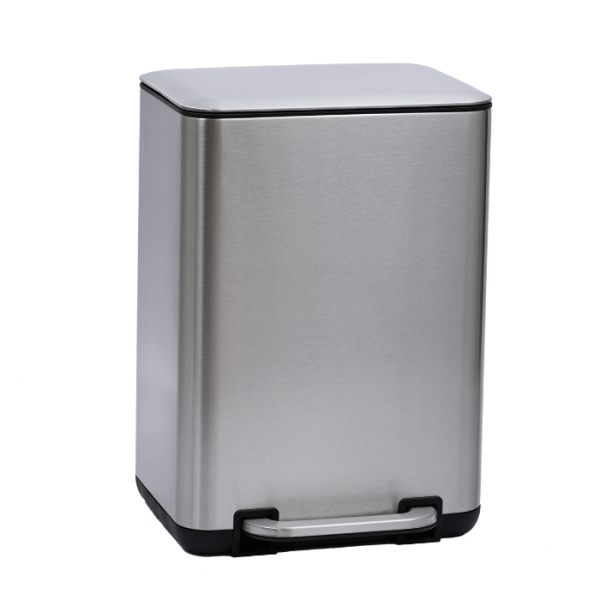 Poubelle À Pédale Rectangulaire 12 L Avec Couvercle Plat En Inox