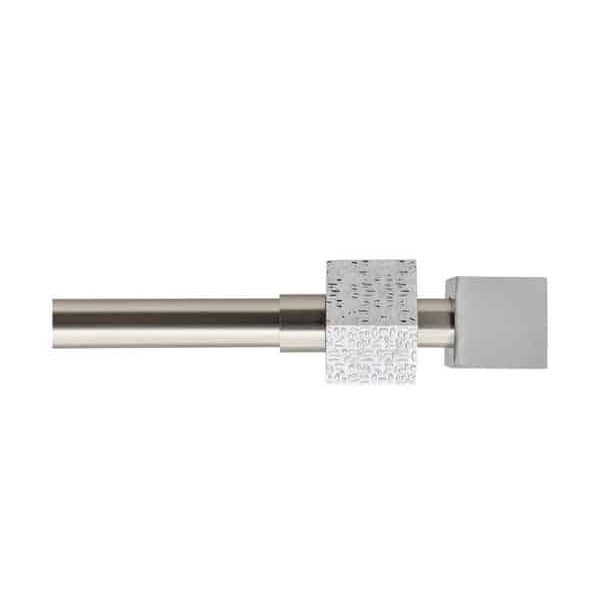 Kit tringle à rideaux extensible 120-210 cm ⌀19 cm embout cubique argent mat
